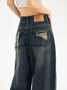 Damesjeans Retro Blauw Hoge taille jeans Dames Nieuwe Harajuku Mode Casual Amerikaanse stijl Losse rechte wijde pijpen Oversized Cowboy-broekephemeralew