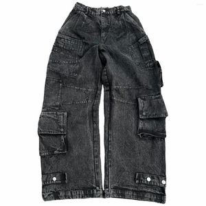 Dames Jeans Retro Multi Pocket Y2K Vrouwen 2024 Winter Hoge Taille Losse Denim Cargo Broek Harajuku Gothic Brede streetwear