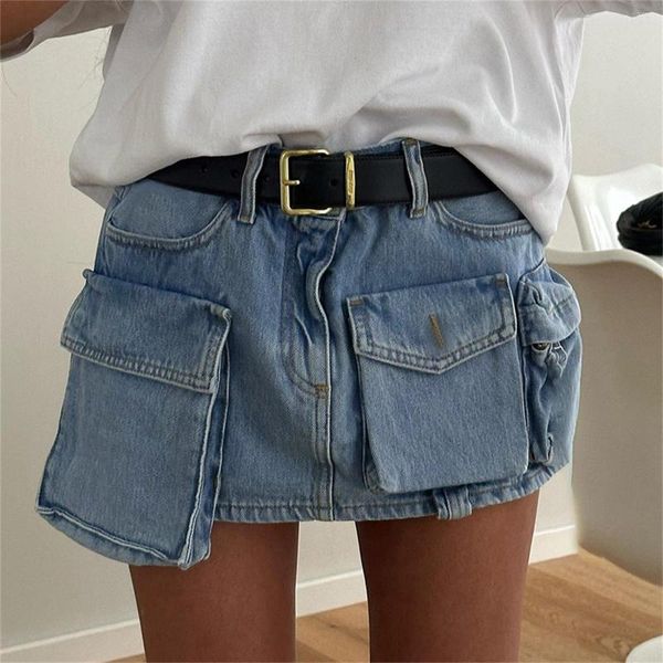 Jeans pour femmes rétro multi-poches Shorts bas Y2k mode coréenne Harajuku Denim tenues femmes Streetwear Cargo Mini jupes 2023 vêtements