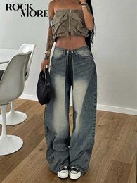 Jeans Femme Rockmore Streetwear Baggy Jeans Femmes Mode Taille Basse Jeans Y2K Rétro Décontracté Extra Large Lavage Direct Denim Pantalon J240217