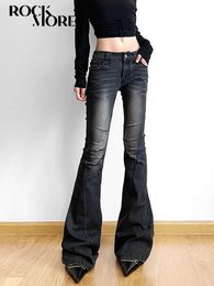 Jeans de mujeres Rockmore Vintage Termado pantalones Jeans de salto bajo Y2K Fashion Street Clothing pantalón Boots para mujer Pantalones cortados Grunge Q240523