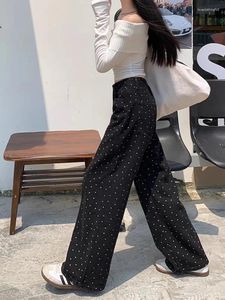 Damesjeans S-4XL Baggy Y2k Recht Dames Hoge taille Witte bloemenprint Losse denim broek met wijde pijpen Koreaanse mode streetwear broek