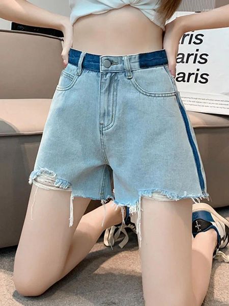 Jeans pour femmes S-5xlretro High Waist Denim Short Loose A-Line Wide Jam Le jambe 2024 Coréen Clothing Fashion