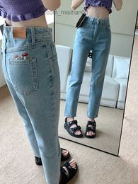 Jeans femme S-XL été 2022 corée Style Breif jean brodé femme décontracté taille haute jean droit Z230717