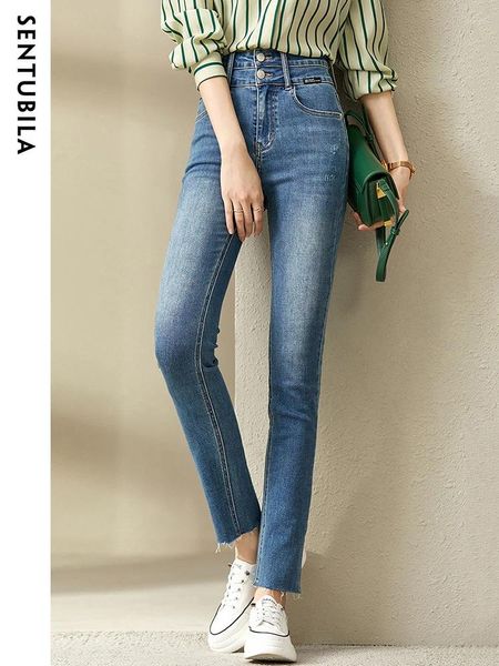 Jeans para mujeres Sentubila Skinny para mujeres 2024 Spring Summer Longitud de tobillo Cadrondeo pantalones de mezclilla