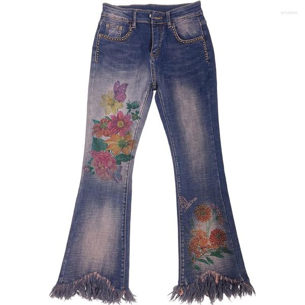 Jeans femme Sexy Denim femmes bas à franges à volants glands pantalon évasé pantalon moulant tenue Streetwear