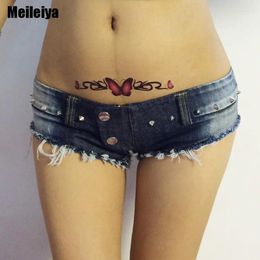 Jeans pour femmes Sexy High Cut Micro Mini Shorts Double Bouton Low Rise Booty Booty avec une fermeture à glissière