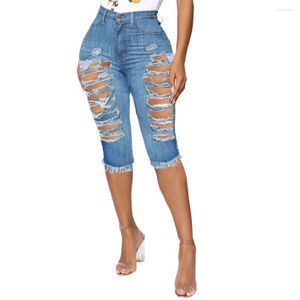 Jeans femme Sexy trou déchiré Denim Shorts coupe haute femmes demi pantalon Vintage déchiqueté court été décontracté Vaqueros Mujer 2023