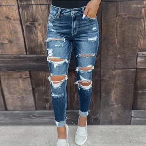 Damesjeans Sexy Skinny Mid-Taille Denim Voor Vrouwen Kantoor Dame Hoge Strecth Gescheurde Lente Mode Dames Broek Pantalon 25656