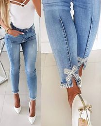 Jeans de mujer Pantalones flacos sexys Moda de otoño Cintura alta Retro Azul Lápiz Strech para mujeres 230111