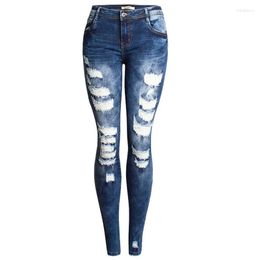 Jeans femme Sexy rue déchiré femmes mode Stretch crayon pantalon Capri Push Up taille basse Denim pantalon cassé détruit trou