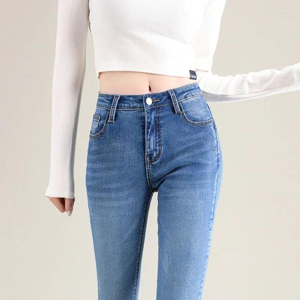 Jeans para mujer Sexy Mujeres Alta Cintura Flaco Femenino Slim Fit Stretch Pantalón Plus Tamaño Elástico Denim Blue Lápiz Pantalones