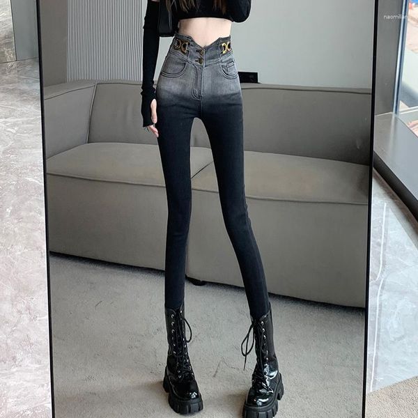 Jeans pour femmes Sexy Femmes Street High Taille Taille 2023 Automne Printemps Pantalon Skinny Élastique Denim Dames Été Longueur de la cheville Pantalones Mujer