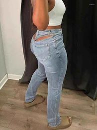 Jeans pour femmes Sifreyr découpé crayon serré Femmes Streetwear Streetwear haute taille vintage lavage Skinny Long Pantal