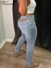 Jeans Femme Simenual découpé serré fermeture éclair crayon jean Denim Streetwear Baddie vêtements femmes taille haute pantalon rétro maigre pantalons longs YQ240104