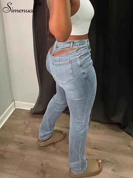 Jeans pour femmes Simenual Cut Out Tight Zipper Crayon Denim Streetwear Baddie Vêtements Femmes Hight Taille Pantalon Rétro Skinny Long Pantalon 221128