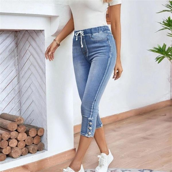Jeans pour femmes Design simple et exquis taille haute lâche pantalon jambe mince élastique minceur Sexy crayon