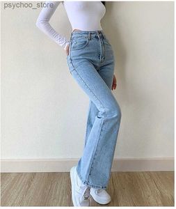 Damesjeans Skinny Bell Bottom-jeans Hoge taille Stretch Recht Slim Fit Uitlopende denimbroek Q230901