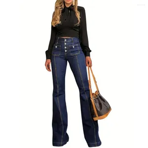 Jeans para mujeres Filny Fit Stretch Staylish High Wisting Balled Hemen con múltiples bolsillos de color sólido para ropa de calle