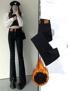 Jeans pour femmes Skinny Split Flare Mode coréenne Velours Femmes Denim Pantalon Casual Chaud Taille Haute Polaire Vaqueros Épais Oversize Z142