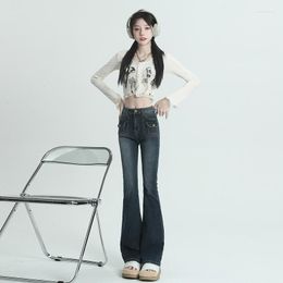 Damesjeans Skinny Stretch Flared Denim Hoge taille Koreaanse stijl Amerikaanse multi-pocket broek Regular/Length