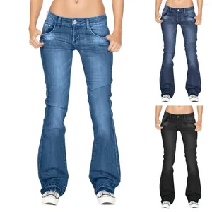 Jeans pour femmes Skinny Stretch Frangé Boot Cut Pantalon Mode Simple Denim Pantalon Pour Femmes Couleur Unie Maman