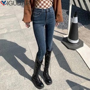 Jeans féminins skinny extension chaude haute taille femme pantalon crayon streetwear pantalon denim Velement féminin automne et vêtements d'hiver