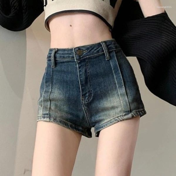 Jeans pour femmes Skinny Femmes Blanchi Taille Haute Short Sexy Filles Style Américain Été Doux Vintage Loisirs Tendance Casual Tout-Match