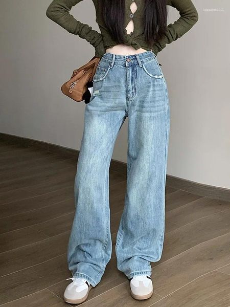 Jeans féminins Slegiri vintage Ripped Baggy Streetwear Women Korean Fashion American Y2k High Waited Land Pants 2024 printemps