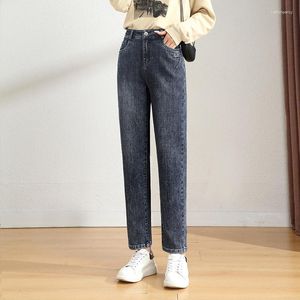 Damesjeans Slim Denim 2023 Lente en Herfst Borduren Stretch Veelzijdig Zacht Cropped Broek met rechte pijpen Hoge taille Harlan