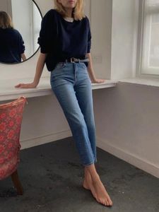 Pantalones de mezclilla de mezclilla de jeans delgados para mujeres 2024 Spring Summer Fashion Ladies All-Match Zipper recortada