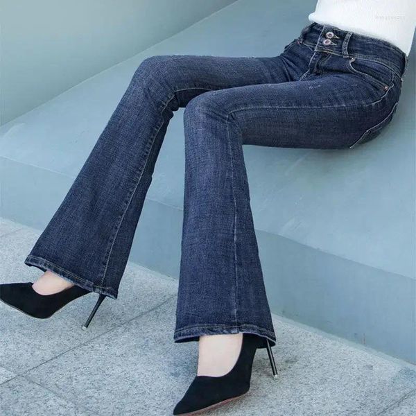 Jeans pour femmes Slim Fit Pantalon évasé Bell Bottom Blue Flare Femme Taille haute S Pantalon slim pour femmes Vêtements Grunge Y2k Z