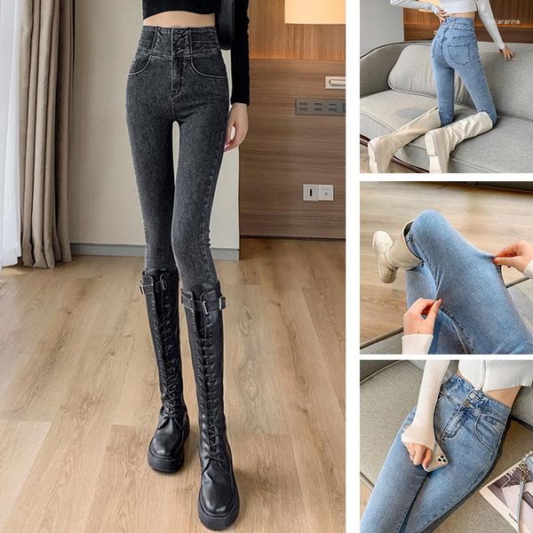 Jeans pour femmes Slim Stretch Pieds Pantalon Automne 2023 Crayon coréen Taille haute Femmes