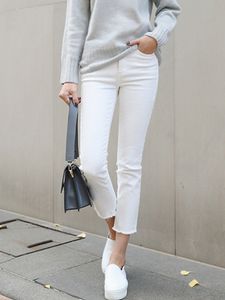 Damesjeans Solid White Jeans vrouwen rechte been mode gezellige zachte y2k streetwear vriendje denim broek witte jeans voor vrouwen kleding 230311