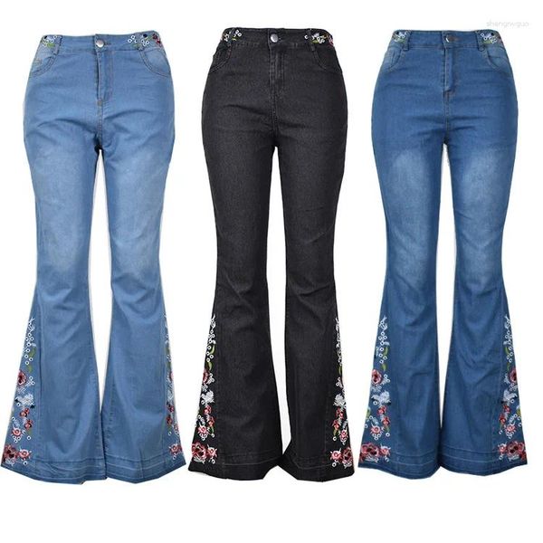 Jeans pour femmes Spot Pantalon évasé brodé transfrontalier Femme Denim Femme