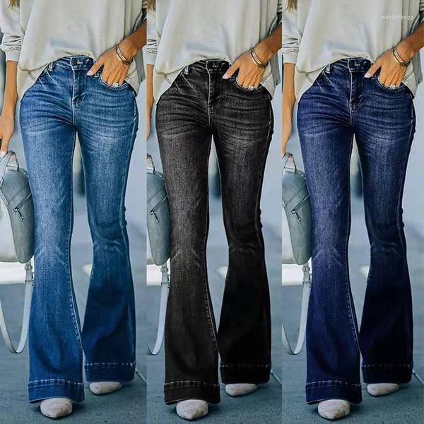 Jeans pour femmes Printemps 2023 Bottes taille haute Coupe Mode Slim Denim Pantalon évasé Street Casual S-2XL Direct Mail