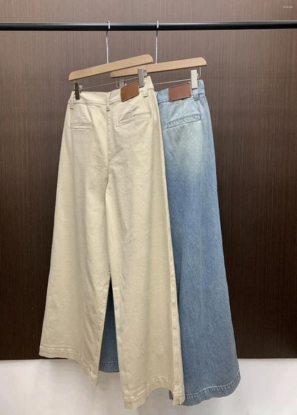 Pantalones vaqueros de mujer primavera 2024 B C pantalones de pierna de algodón holgados de cintura alta rectos anchos femeninos pantalones largos de mezclilla