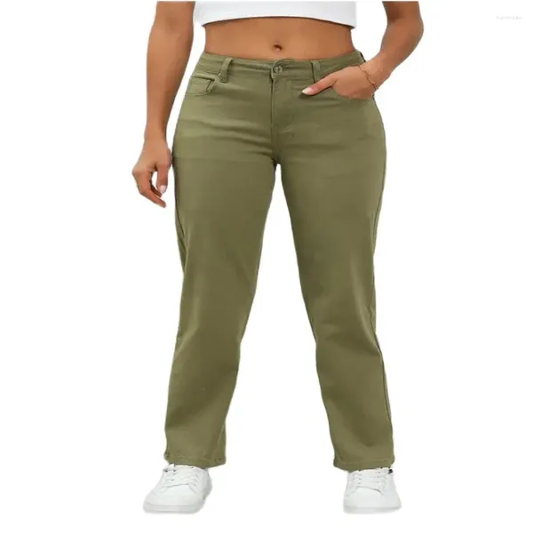 Jeans pour femmes printemps 2024 mode Euro-American Style Streetwear Femmes hautes taille directe Pantalon de cowboy vert