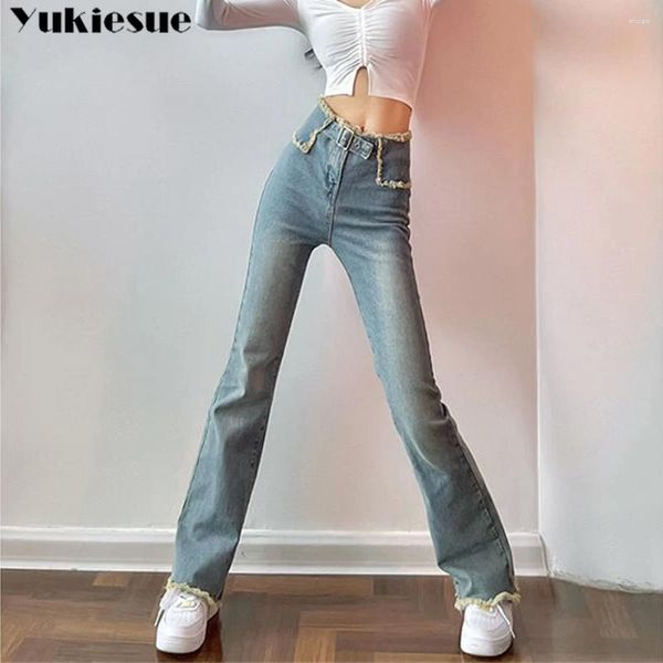 Jeans pour femmes printemps 2024 femmes vintage hauts hautes jambe large femme denim capris pantalon jean maman pantalon