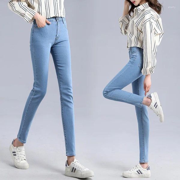 Jean femme printemps et été taille haute ligne a jambe large pantalon crayon petit Slim Ins mode