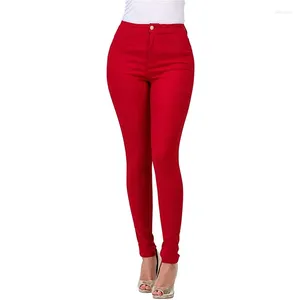 Jeans pour femmes printemps et été rouge mince pour femmes élastiques slim slim coloré pantalons décontractés leggings pieds