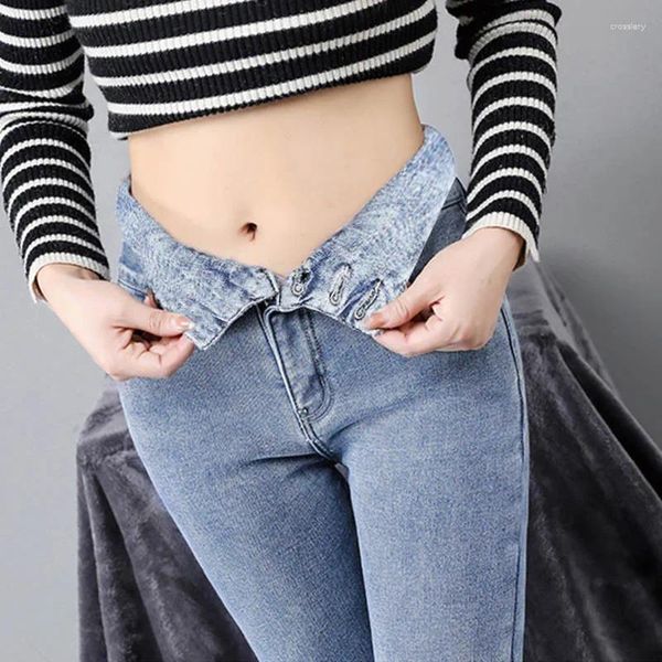 Jeans pour femmes Printemps Automne Mode Femmes Skinny Jeggings Vintage Taille Haute Stretch Chic Slim Pantalon Élastique Denim Pantalon