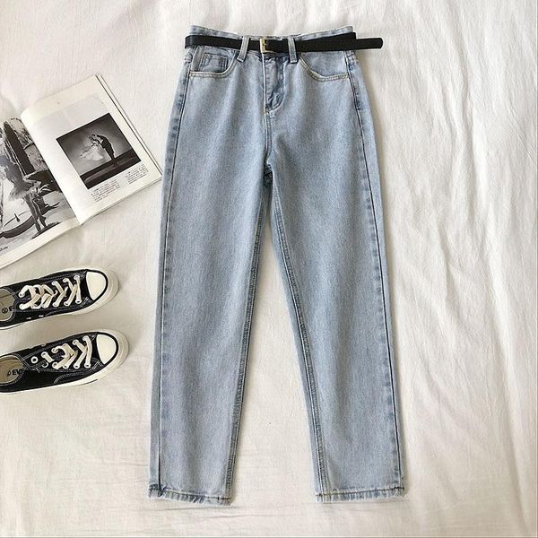 Jeans pour femmes printemps taille haute femmes mode sarouel cheville-longueur extensible avec ceinture streetwearfemmes