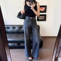 Dames jeans lente retro high-end slanke rechte poten broek grijze turkse katoenen vrouw