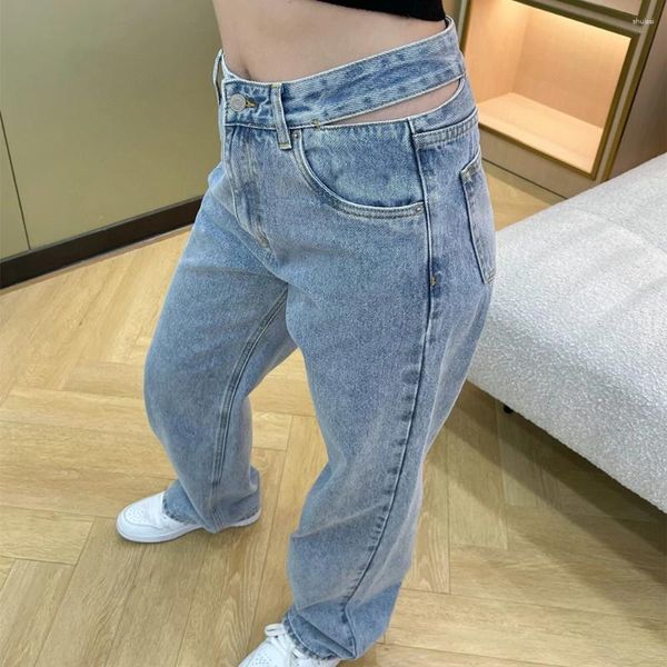 Pantalones vaqueros de mujer Primavera/Verano 2023 Pantalones de fregona de piso con estampado de rosas de pierna recta Chicas coreanas de moda se ven más delgadas