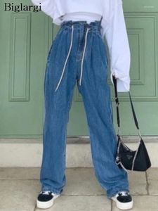 Dames jeans lente zomer lange broek vrouwen elastische hoge taille mode casual dames broek Koreaanse stijl losse geplooide vrouwenbroek