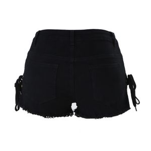 Dames jeans lente zomers shorts geperforeerde franjes shorts lage taille split bandage sexy hot pants 6069H6