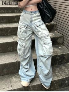 Damesjeans lente zomer wide been pant vrouwen retro mode losse geplooide dames broek Koreaanse stijl vrouw denim lange broek