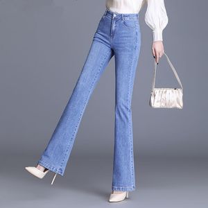 Jeans pour femmes printemps été femmes pantalons évasés décontractés mode dames haute qualité Jeans femme bleu Jeans 230308