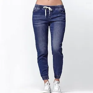 Jeans pour femmes printemps femmes vintage Baggy élastique taille surdimensionnée American Denim Small Leg Streetwear Straight Basic Pants Y2K